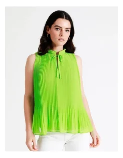 Basque Micro Pleat Top In Green -Basque Store Online 945531460 5 720x928
