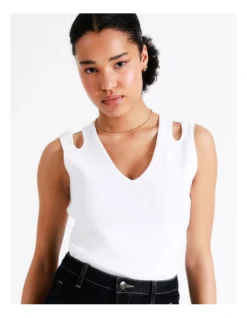 Basque Reversible Cut Out Knit Tank In Ivory -Basque Store Online 945531640 3 1 720x928