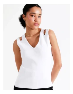 Basque Reversible Cut Out Knit Tank In Ivory -Basque Store Online 945531640 5 720x928
