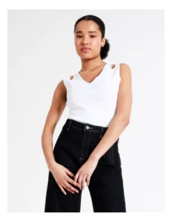 Basque Reversible Cut Out Knit Tank In Ivory -Basque Store Online 945531640 6 720x928