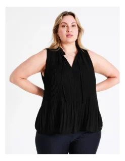 Basque Micro Pleat Top In Black