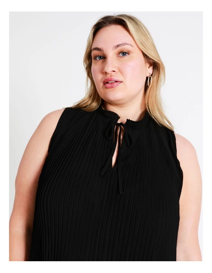 Basque Micro Pleat Top In Black 5 Basque Micro Pleat Top In Black - Image 3