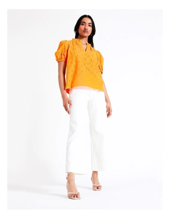 Basque Cotton Broderie Top In Orange 6 Basque Cotton Broderie Top In Orange - Image 4