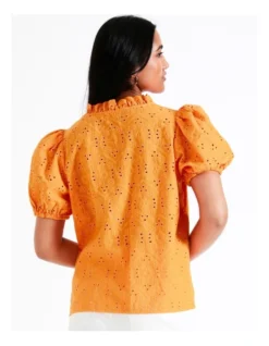 Basque Cotton Broderie Top In Orange 15 Basque Cotton Broderie Top In Orange -Basque Store Online 946689580 7 720x928