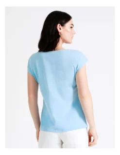 Basque Organic Cotton Blend Ring Detail Tee In Sky Blue -Basque Store Online 946689850 3 720x928