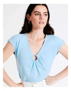 Basque Organic Cotton Blend Ring Detail Tee In Sky Blue -Basque Store Online 946689850 5 720x928