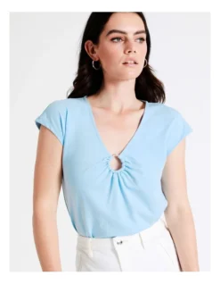 Basque Organic Cotton Blend Ring Detail Tee In Sky Blue -Basque Store Online 946689850 6 720x928