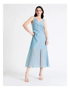 Basque V Neck Maxi Dress In Sky Blue