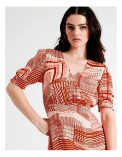 Basque Viscose Satin Faux Wrap Midi Dress In Assorted -Basque Store Online 946690030 7 720x928