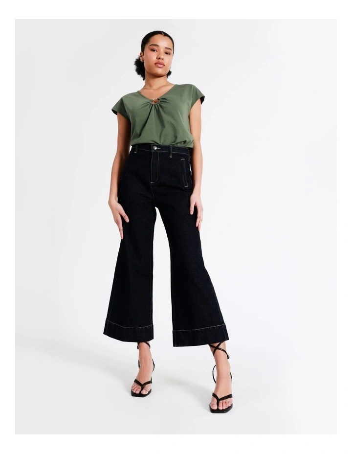 Basque Organic Cotton Blend Ring Detail Tee In Khaki 5 Basque Organic Cotton Blend Ring Detail Tee In Khaki - Image 3