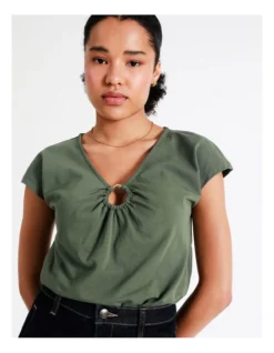 Basque Organic Cotton Blend Ring Detail Tee In Khaki 11 Basque Organic Cotton Blend Ring Detail Tee In Khaki -Basque Store Online 946690570 4 720x928