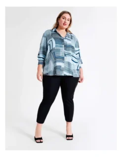 Basque Button Through Viscose Satin Shirt In Assorted