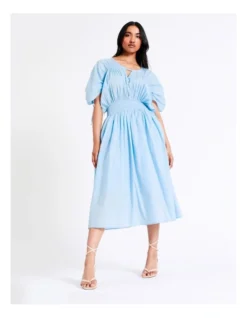 Basque Billow Midi Organic Cotton Voile Dress In Sky Blue 12 Basque Billow Midi Organic Cotton Voile Dress In Sky Blue -Basque Store Online 946690930 4 720x928