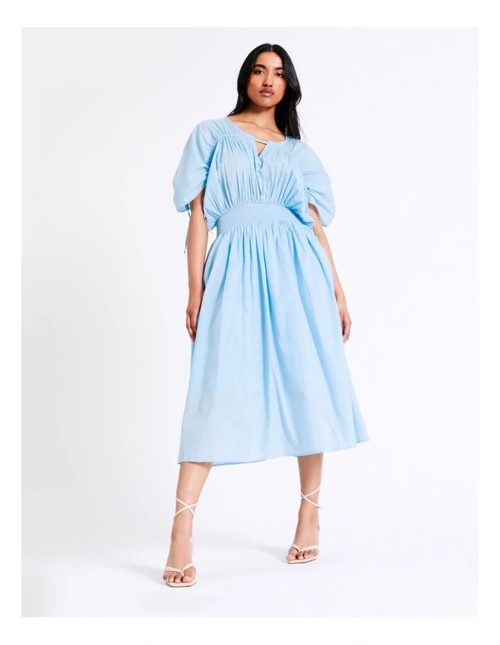 Basque Billow Midi Organic Cotton Voile Dress In Sky Blue 6 Basque Billow Midi Organic Cotton Voile Dress In Sky Blue - Image 4
