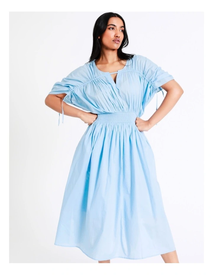 Basque Billow Midi Organic Cotton Voile Dress In Sky Blue 8 Basque Billow Midi Organic Cotton Voile Dress In Sky Blue - Image 6