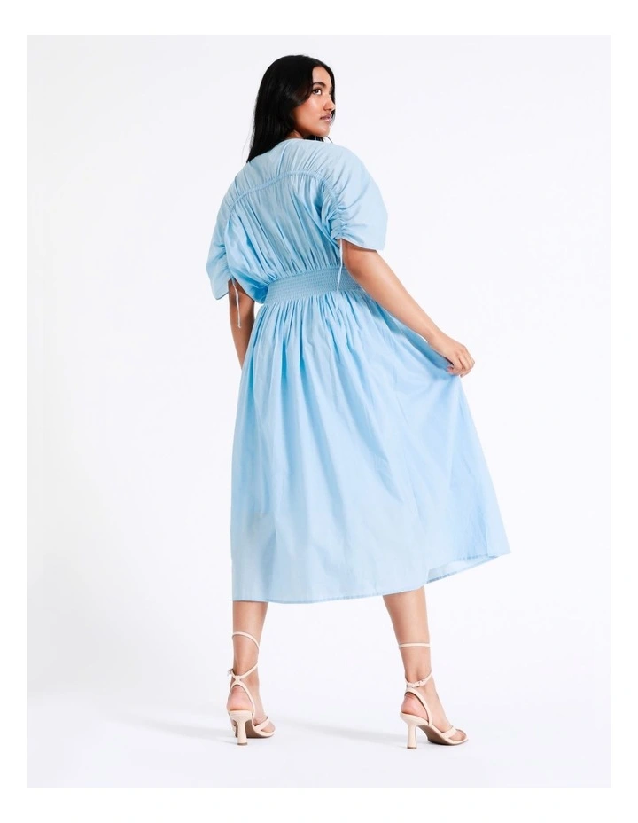 Basque Billow Midi Organic Cotton Voile Dress In Sky Blue 9 Basque Billow Midi Organic Cotton Voile Dress In Sky Blue - Image 7