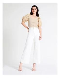 Basque Cotton Contrast Sleeve Top In Beige -Basque Store Online 946691020 5 720x928