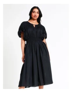 Basque Billow Midi Organic Cotton Voile Dress In Navy 11 Basque Billow Midi Organic Cotton Voile Dress In Navy -Basque Store Online 946691200 3 720x928