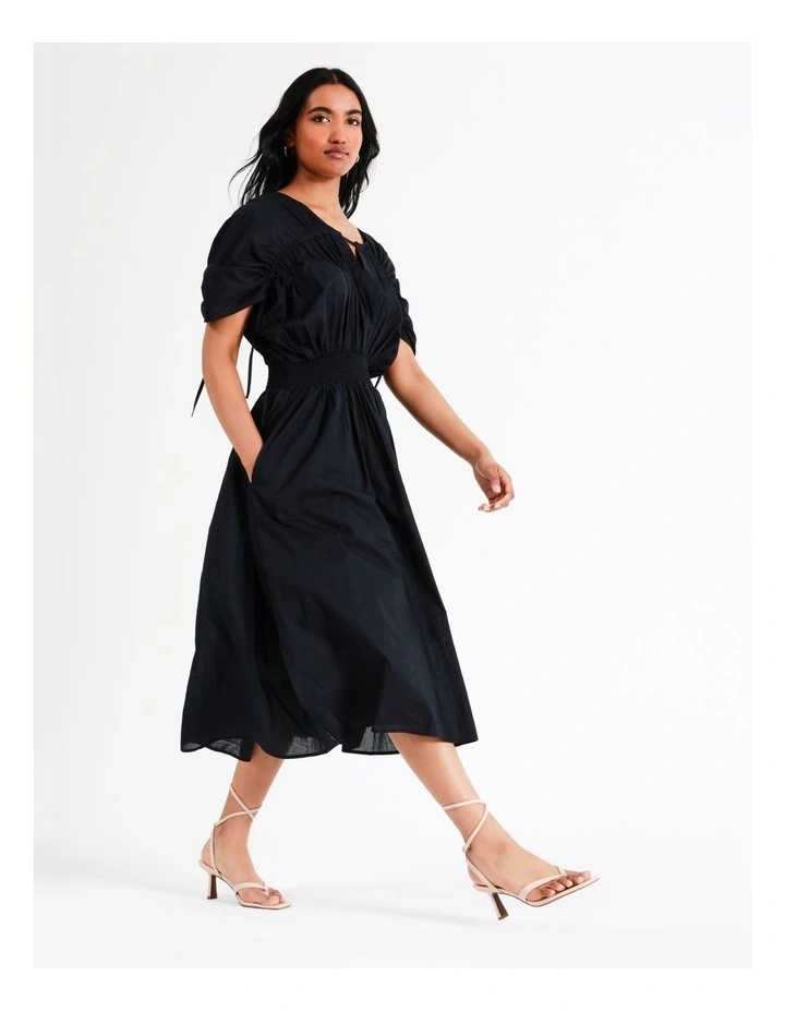 Basque Billow Midi Organic Cotton Voile Dress In Navy 8 Basque Billow Midi Organic Cotton Voile Dress In Navy - Image 6