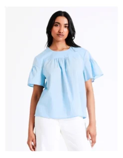 Basque Organic Cotton Voile Top In Sky Blue -Basque Store Online 946691470 4 720x928