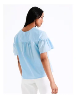 Basque Organic Cotton Voile Top In Sky Blue -Basque Store Online 946691470 5 720x928