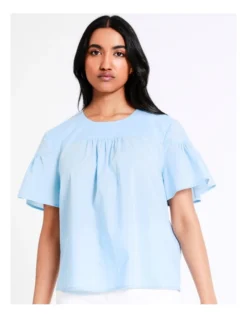 Basque Organic Cotton Voile Top In Sky Blue -Basque Store Online 946691470 6 720x928