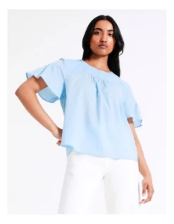 Basque Organic Cotton Voile Top In Sky Blue -Basque Store Online 946691470 7 720x928