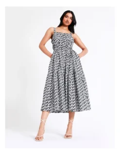 Basque Organic Cotton Maxi Dress In Assorted