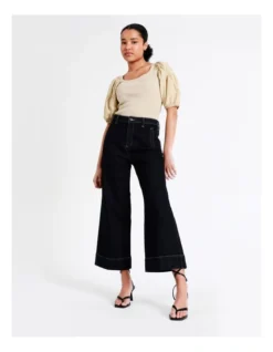 Basque Cotton Contrast Sleeve Top In Beige -Basque Store Online 946691740 4 720x928