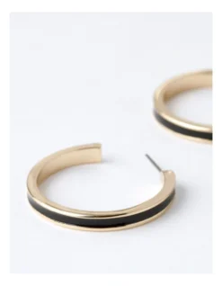 Basque Enamel Hoop Earring 30mm In Black -Basque Store Online 946756270 3 720x928