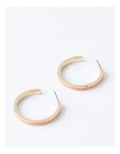 Basque Enamel Hoop Earring 30mm In Pink