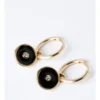 Basque Mini Enamel Disc Earring In Black