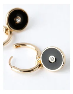 Basque Mini Enamel Disc Earring In Black -Basque Store Online 946756630 3 720x928