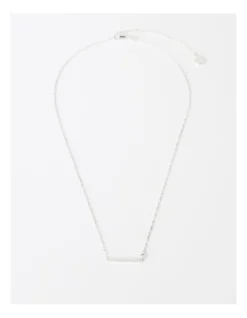 Basque Bar Necklace With Cz In Silver
