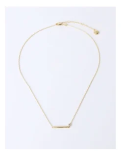 Basque Bar Necklace With Cubic Zirconia In Gold