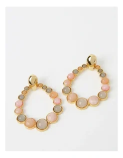 Basque Stone Oval Drop Earring In Pink