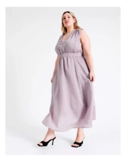 Basque V Neck Elasticated Waist Maxi Dress In Lilac -Basque Store Online 948223270 4 720x928