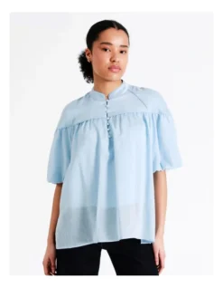 Basque Babydoll Blouse In Sky Blue -Basque Store Online 948223360 6 720x928