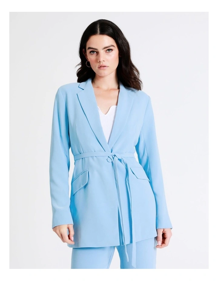 Basque Single Breasted Blazer In Sky Blue 6 Basque Single Breasted Blazer In Sky Blue - Image 4