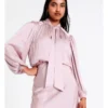 Basque Tie Neck Recycled Bruised Poly Satin Top In Lilac 2 Basque Tie Neck Recycled Bruised Poly Satin Top In Lilac -Basque Store Online 956209960 1 720x928
