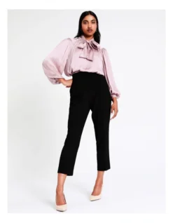 Basque Tie Neck Recycled Bruised Poly Satin Top In Lilac -Basque Store Online 956209960 4 720x928