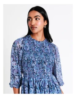 Basque Recycled Poly Shirred Bodice Midi Dress In Assorted 14 Basque Recycled Poly Shirred Bodice Midi Dress In Assorted -Basque Store Online 956210860 6 720x928