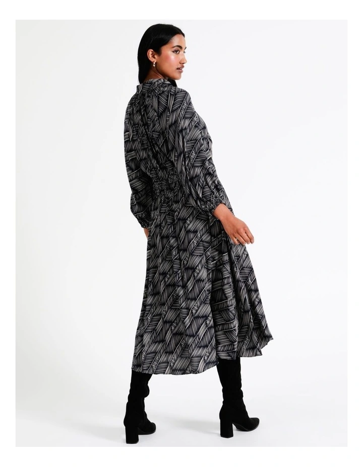 Basque Stand Collared Midi Shirt Dress In Assorted 9 Basque Stand Collared Midi Shirt Dress In Assorted - Image 7