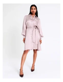 Basque Crinkle Satin Mini Shirt Dress In Lilac 11 Basque Crinkle Satin Mini Shirt Dress In Lilac -Basque Store Online 956211130 3 720x928