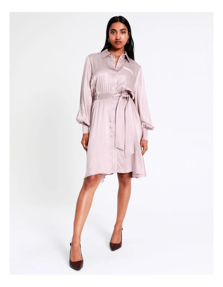 Basque Crinkle Satin Mini Shirt Dress In Lilac 5 Basque Crinkle Satin Mini Shirt Dress In Lilac - Image 3