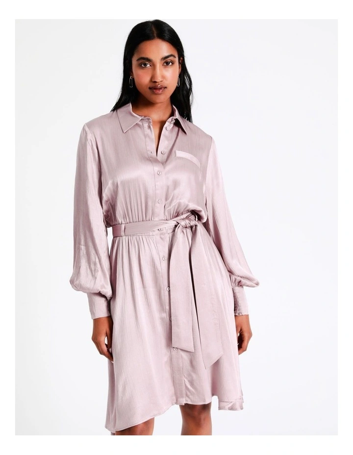 Basque Crinkle Satin Mini Shirt Dress In Lilac 6 Basque Crinkle Satin Mini Shirt Dress In Lilac - Image 4