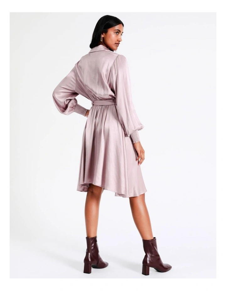Basque Crinkle Satin Mini Shirt Dress In Lilac 7 Basque Crinkle Satin Mini Shirt Dress In Lilac - Image 5