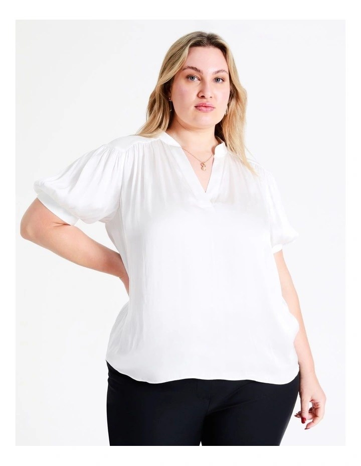 Basque Recycled Polyester Satin Blouse In Ivory 3 Basque Recycled Polyester Satin Blouse In Ivory