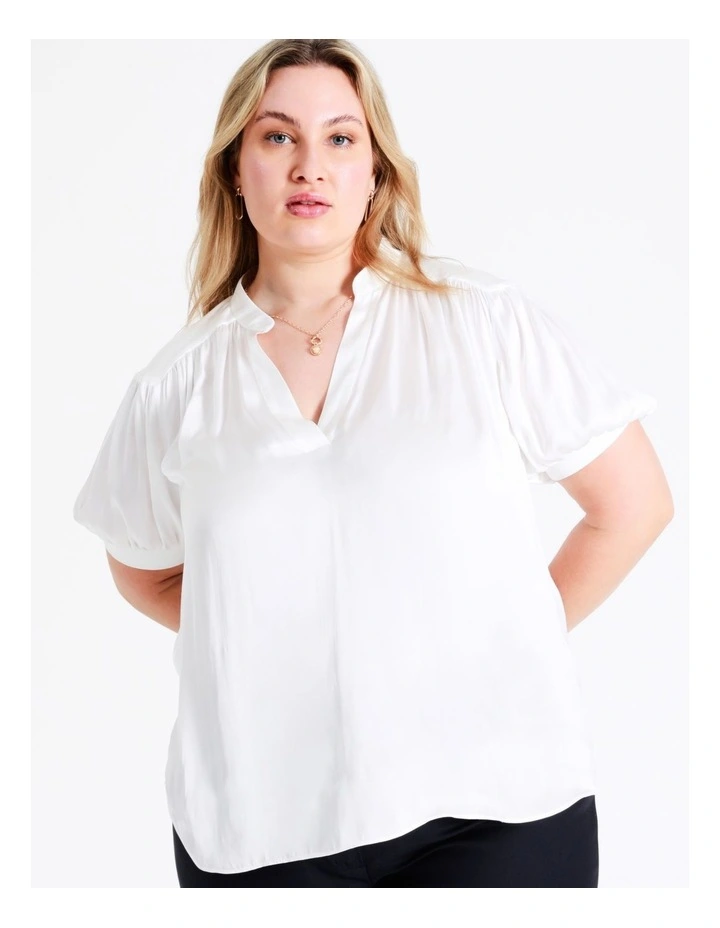 Basque Recycled Polyester Satin Blouse In Ivory 5 Basque Recycled Polyester Satin Blouse In Ivory - Image 3