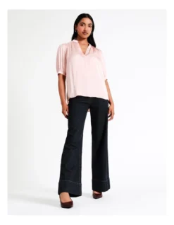 Basque Recycled Polyester Satin Blouse In Blush